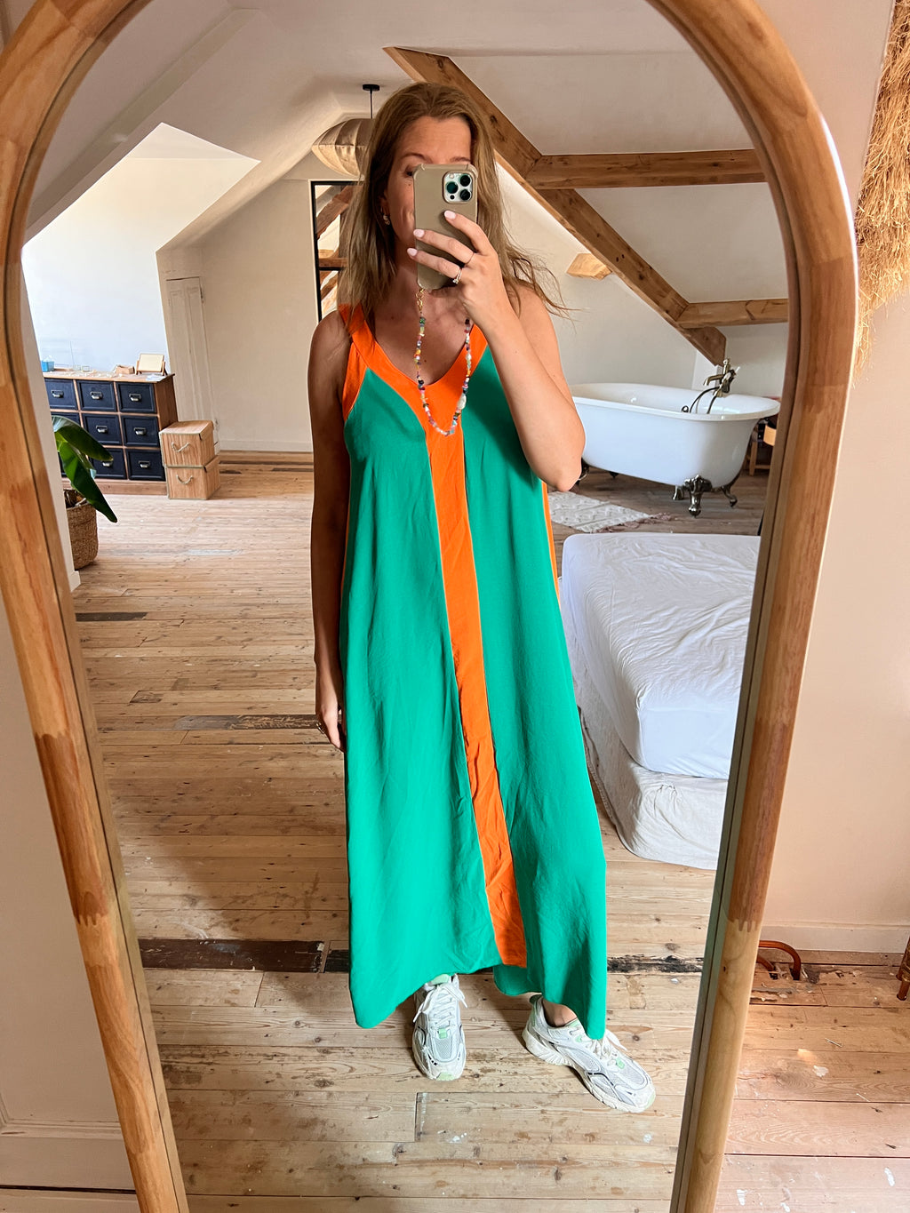 GIULIA dress green and orange